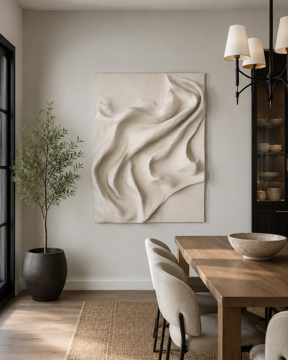 Rising Light sculptural wall art in living room